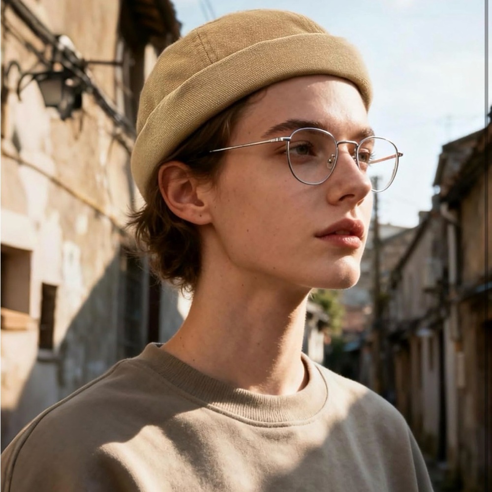 UNISEX Docker VINTAGE BRIMLESS DENIM BEIGE HAT | TRENDY Skull Cap* NEW